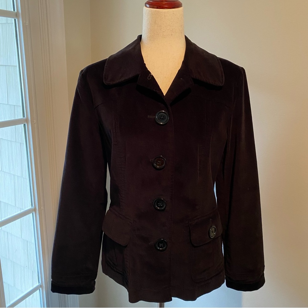 Talbots Black Velvet-Like Blazer Women’s Size 8